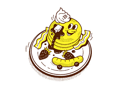 Blast Skates Pancakes design hand drawn illustration pancakes skateboarding skateboarding art vector