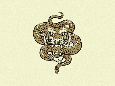 Tiger and Snake Logo/Illustration animal animals bold engraving hand drawn hatching illustration logo luxury sophisticated sports vintage