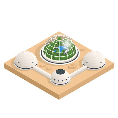 Isometric Mars Colonization, Biological terraforming, Paraterraf astronaut base biological colony future greenhouse isometric lander living mars mission one paraterraforming paraterraforming space station terraforming