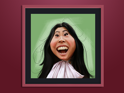 Awkwafina caricature digital painting illustration portrait