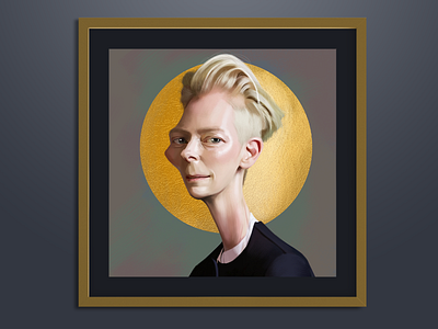 Tilda Swinton caricature digital painting illustration portrait