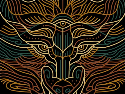 WULV âš¡ animal animal head apparel apparel design apparel graphics artwork band clothing eyes geometric head line lineart merchandise monoline outdoors t shirt t shirt illustration thirdeye wolf