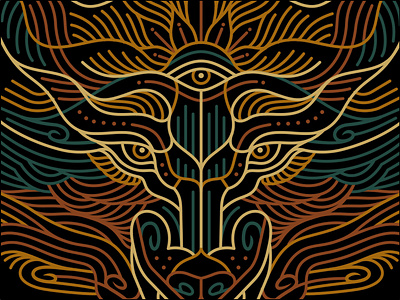 WULV ⚡ animal animal head apparel apparel design apparel graphics artwork band clothing eyes geometric head line lineart merchandise monoline outdoors t shirt t shirt illustration thirdeye wolf