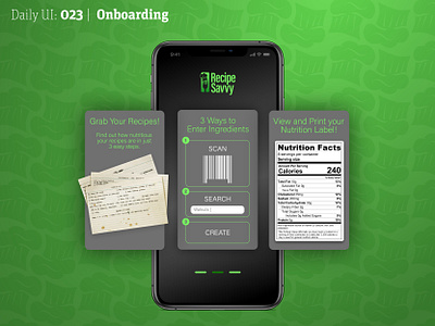 Daily UI 023 | Onboarding chef cooking daily 100 challenge daily ui dailyui mobile ui nutrition nutrition label onboarding recipes