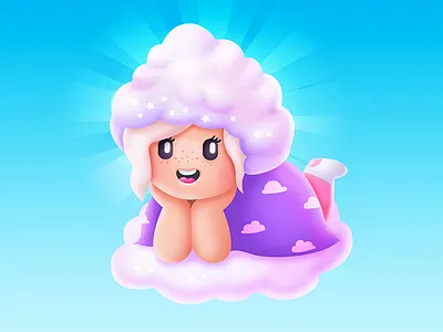 cloud girl cloud girl illustrator kawaii sky vector