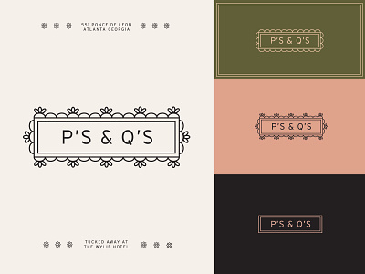 P's and Q's Restaurant #2 atlanta branding color crochet doily lace logo menu restaurant southern typography vintage