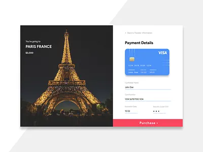 Daily UI Challenge Day 2 creditcardcheckout dailyui desktop design travel ui
