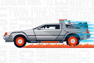 Delorean Poster back to the future delorean design illustration movie movie poster poster poster art poster design posters time travel typography vector