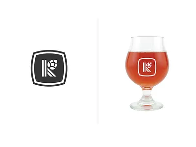 Unchosen Brewery Logo badge beer brewery glass hops k logo monogram