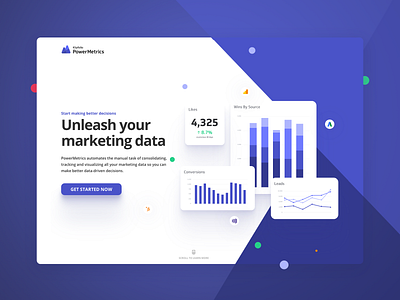 Landing Page Design | Klipfolio PowerMetrics branding design indigo landing page landing page design purple shapes visualization webdesign