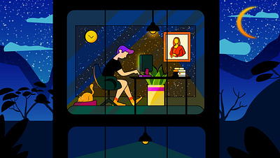 Work from home adobe illustrator artist artwork design digitalart grainy illustration illustrator landscape vector
