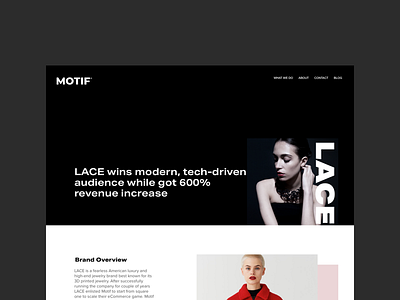 MOTIF Website Redesign - Case Study Page agency branding agency landing page agency website black and white brand design case study minimal minimalism typography website design