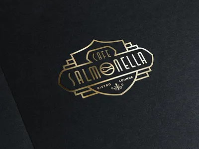 ASOUE: Cafe Salmonella Gold Foil Logo art deco badge black book brand identity branding business card gold great gatsby logo logo design luxury print restaurant retro vintage