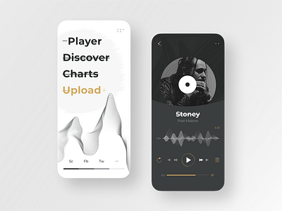 Music Platform. Mobile 2 app design clean ecommerce illustration ios app minimal mobile app mobile app design monochrome music app music art music player