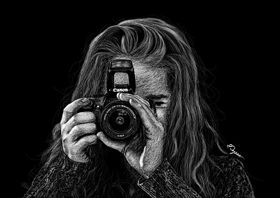 Mossie Line Art Vector Portrait black and white camera crosshatching digital illustration digital sketch digitalart girl illustration lineart vector vector illustration vectorart