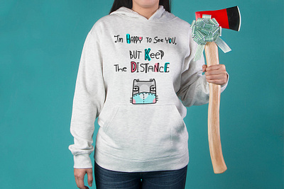 Keep the distance animal art be safe cat cats clipart corona virus protection design distance health illustration illustrations mask prints protection stickers zooza