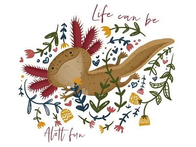 Alotl Fun Illustration animal art axolotl axolotls cute illustration ipad pro