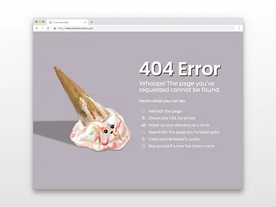 Daily UI :: 008 404 404page dailyui error ice cream illustration