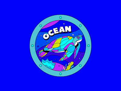 Ocean behance blue color colors design digitalart enviroment environment design graphic graphicdesign illustration ocean sea submarine turtle vector