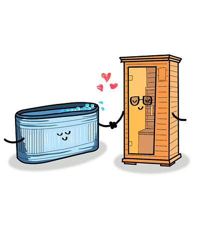 Ice Bath and Sauna Love athletes branding characters digital drawing digital illustration hand drawn ice bath icon icons illustration illustration digital recovery sauna simple illustration weightlifting