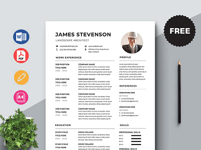 Free Landscape Architect Resume Template free free cv free cv template free resume free resume template freebie freebie psd freebies resume template