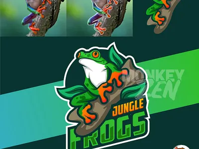 frog mascot logo designs cartoon charachter colorful esport frog frogs fun gamer jungle logo mascot playful sport twitch vector