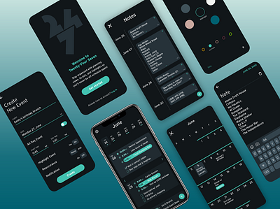 Twenty-Four Seven app calendar event notes planner to do ui ux