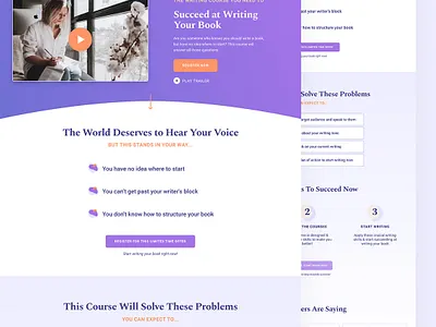 Writing Course Lead Page design layout minimal web design website