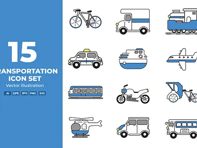 Transportation Icon Set Vector Illustration art bank business computer finance icon illustration internet media medical people set shopping symbol technology transportation travel vector weather web