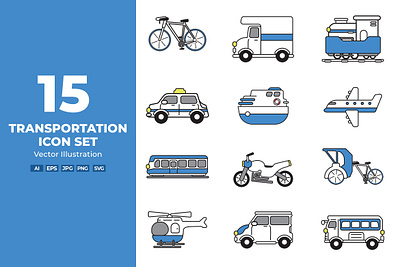Transportation Icon Set Vector Illustration art bank business computer finance icon illustration internet media medical people set shopping symbol technology transportation travel vector weather web