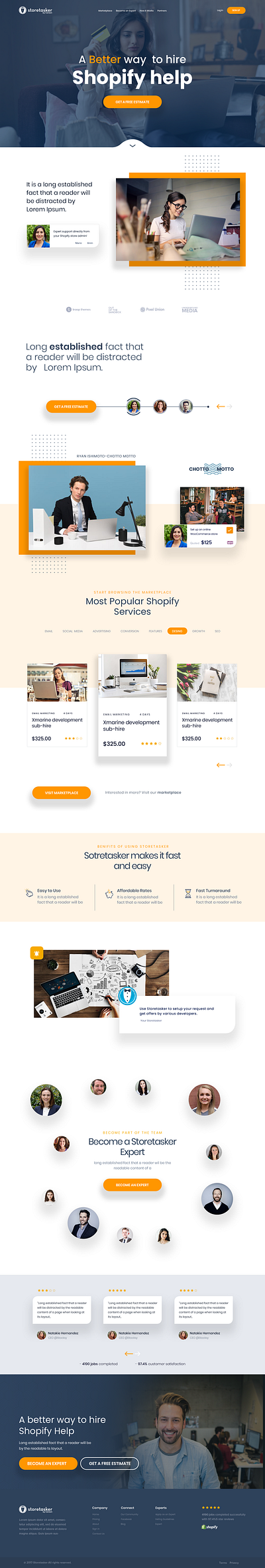 Home Page design concept branding clean design creative design ecommerce expert floating gradinet homepage landingpage login logo modern online shoping orange shopify whitespace