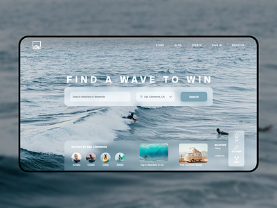 Surf Landing 🏄‍♀️ blog card design event event app landing design landing page design landingpage landscape ocean store surf surface design surfing ui ux visual design wave