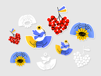 Facebook/Meta Stickers | Support for Ukraine design digital facebook facebook stickers graphic design illustration illustrator meta standwithukraine sticker design sticker set stickerpack ukraine