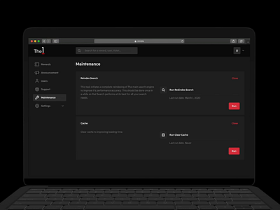 The 1 Admin maintenance red ui ux web design