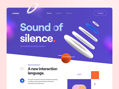 Undesign - Sound of Silence 3d 3d illustration 3d object abstract app banner button cover design kit design system illustration illustrator sound typography ui ui design user interface ux web website