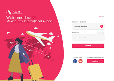 UI Challenge - A Login Page for a Mexican Airport design log in sign up ui ux web