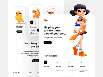 Pet Care Website animal cat character concept design dog home page homepage illustration illustrations landing page pet app pet care pets shakuro ui ux web web design website