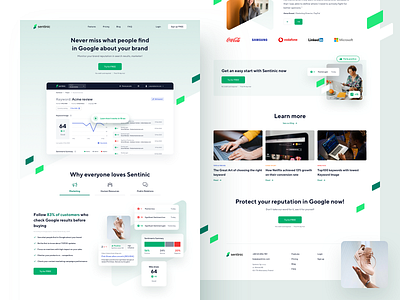 Sentinic - Homepage Landing Page analysis app branding chart dashboard design landing page landingpage product design sentiment ui uidesign ux website website design