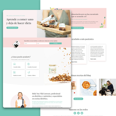 Nutritionist Viki Lorenzo - Elementor Web Design design elementor feminine girl green minimal nutrition nutritionist pink typogaphy ui ux wordpress wordpress design