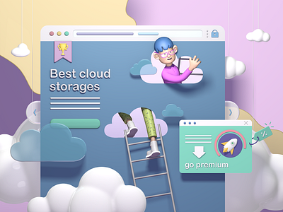 Cloud Marketplace 3D Design Concept 3d 3d art blue boy character c4d c4dart character character design cinema4d cloud app colour concept creative illustration pink render stairway uiux visualisation winner