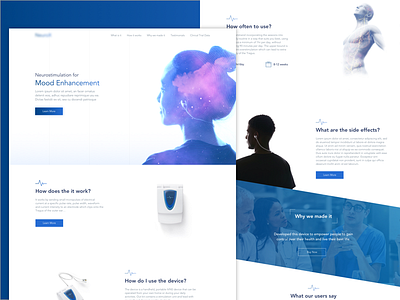 Neurostimulation Device design health landing page medical neuro ui ux webdesign