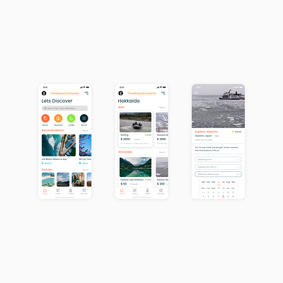 travel app ui