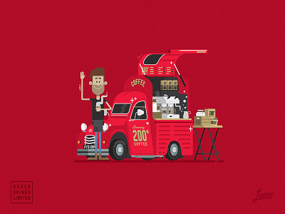 Little red coffee van 2d ai cartoon character citroen classic classic car coffee coffee truck coffee van crfat flat flat graphic graphic illustration illustrator lumo vector
