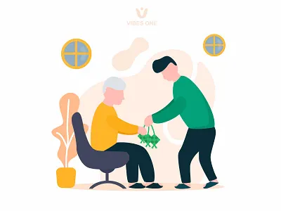 young man give ketupat, muslim, tradition, indonesian characters design flat illustration indonesian mubarak muslim ramadan traditional vector