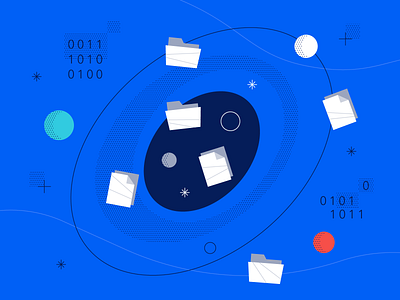 Black hole 2d binary code document explainer flat folder icon illustration line pattern planet space tech vector