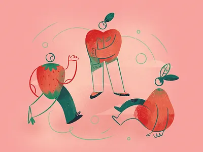 Tutti Frutti apple character character design drawing flat fruit fruits girl icon illustration man nature pear procreate strawberry texture ui ux vector woman