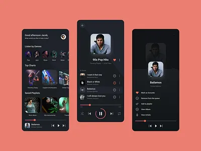 Music app UI concept app design dailyui dark app dark theme dark ui flat design gradient iconography minimal music music player playlist ui uichallenge