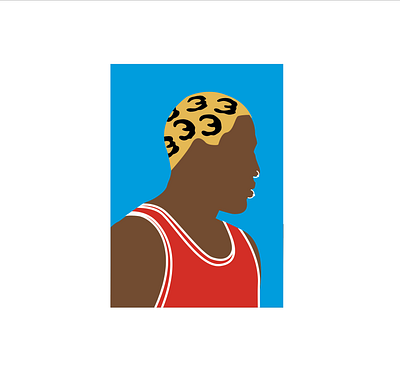 Dennis Rodman - Portrait basketball chicago bulls flat graphic design illustration michael jordan minimal portrait vector