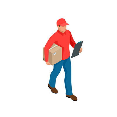 Isometric delivery man box concept delivery design free icon illustration isometric man vector