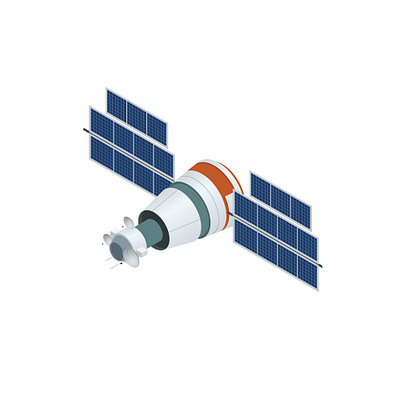 GPS satellite. Flat vector isometric illustration. Wireless sate 3d antenna background communication dish earth globe gps isolated orbit radar receiver satellite space spacecraft station technology vector white wireless